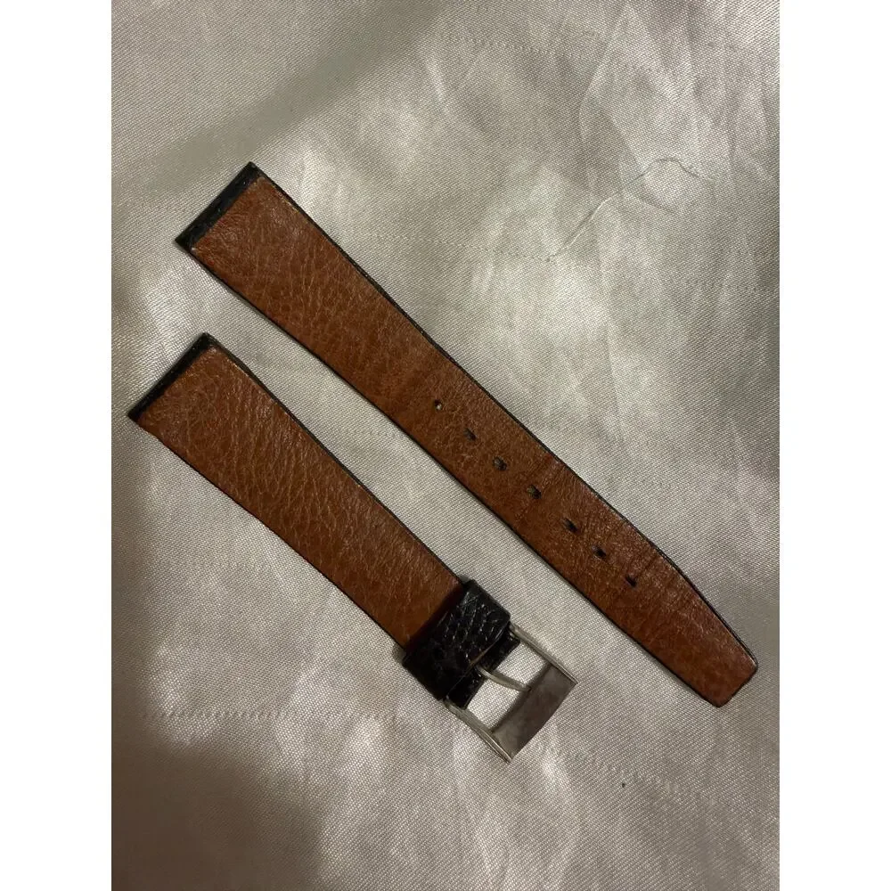 Vintage Black Lizard Grain Leather Watch Band Strap 20mm to 16mm Taper (CCC123)